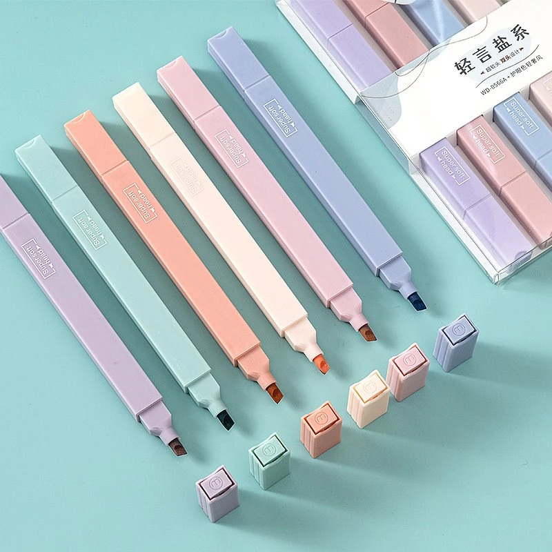 6PCS Set Highlighter Double Headed